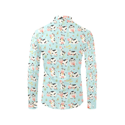 Cattle Print Design LKS403 Men's Long Sleeve Dress Shirt