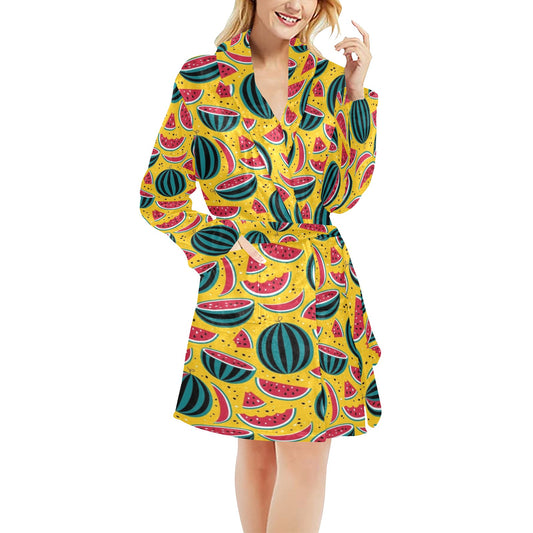 Watermelon Pattern Print Design WM02 Women's Fleece Robe