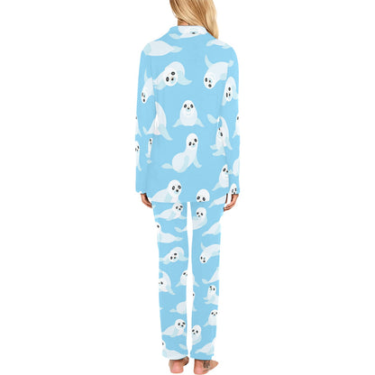 Sea Lion Cute Pattern Print Design 03 Women's Long Pajama Set