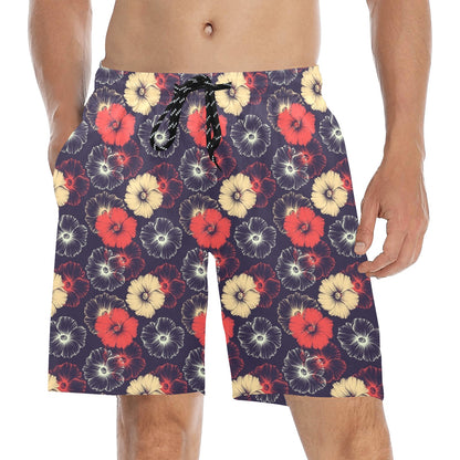 Tropical Flower Print Design LKS302 Men's Swim Trunks Beach Shorts