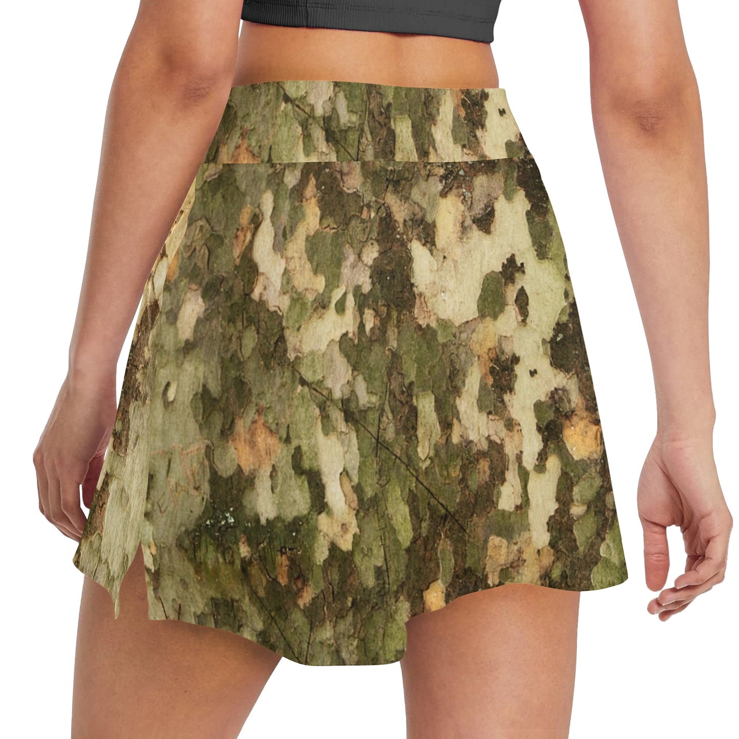 Camo Realistic Tree Texture Print 17" Golf & Pickleball Skort with Pockets