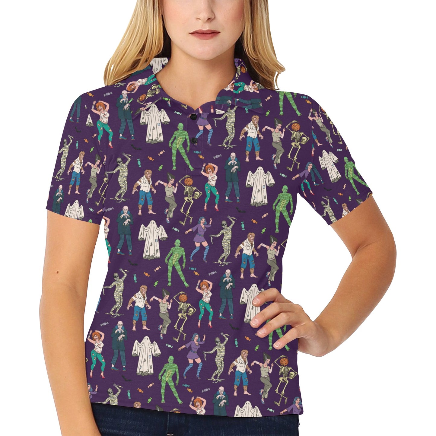 Creepy Zombie Print Design LKS302 Women's Polo Shirt