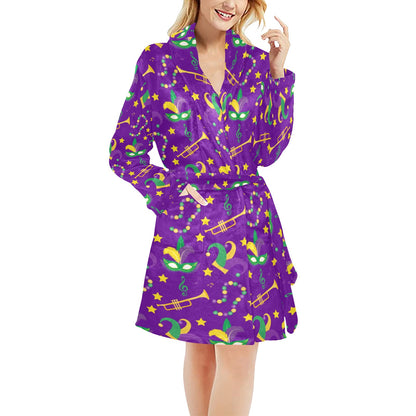 Mardi Gras Pattern Print Design 06 Women's Fleece Robe