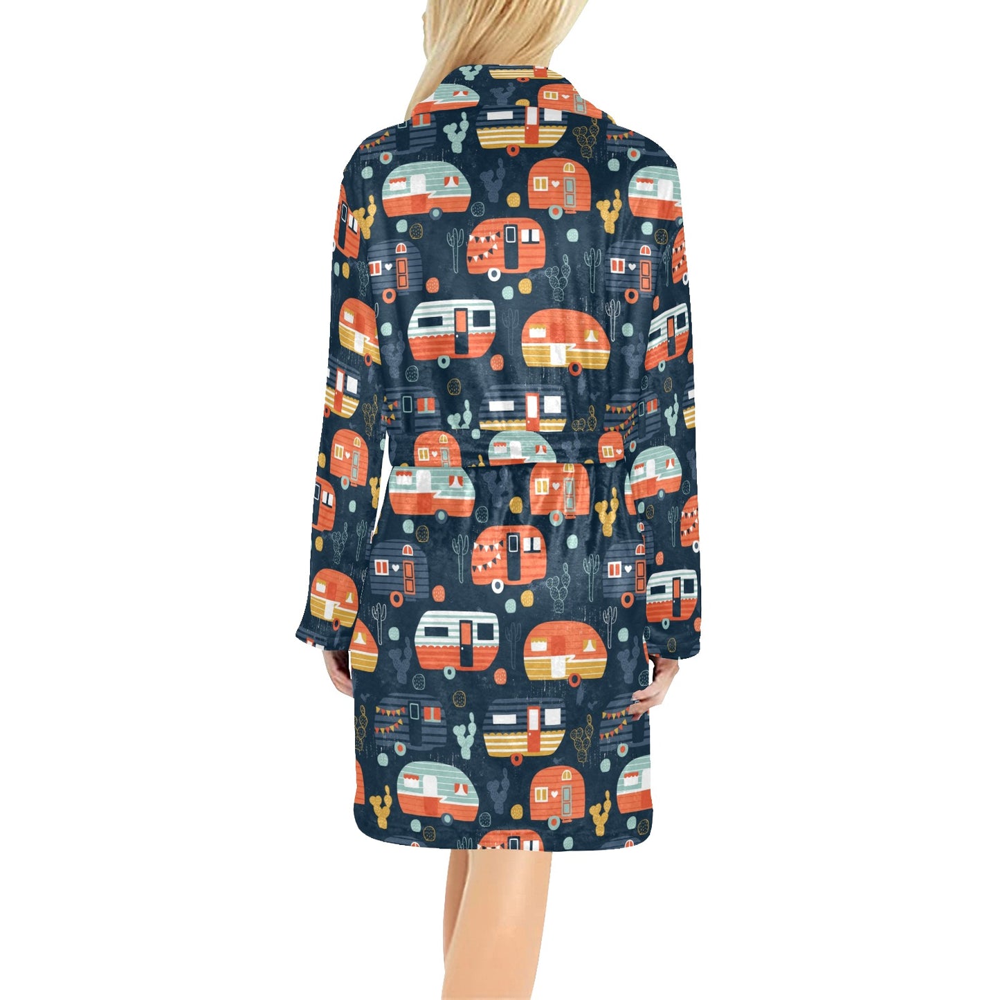 Camper Caravan Print Pattern Women's Fleece Robe