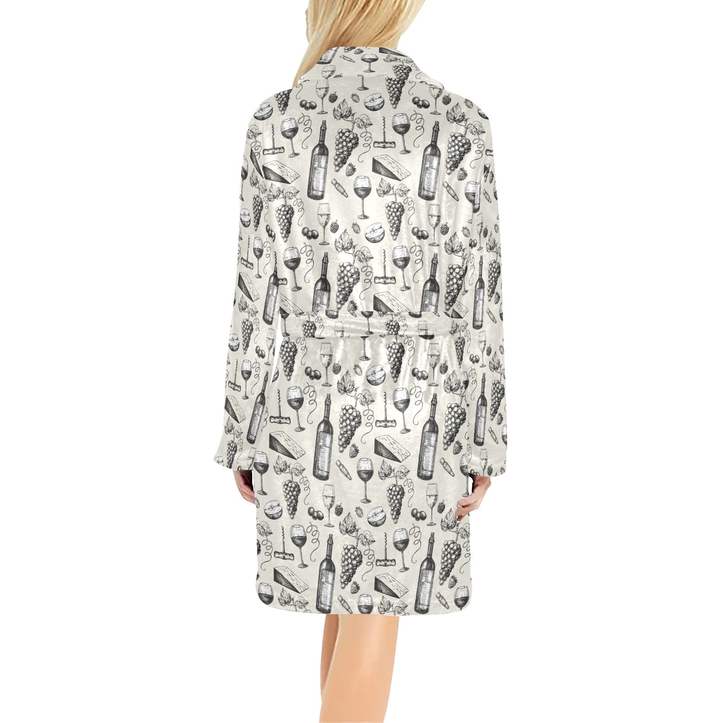Wine Themed Print Design LKS306 Women's Fleece Robe