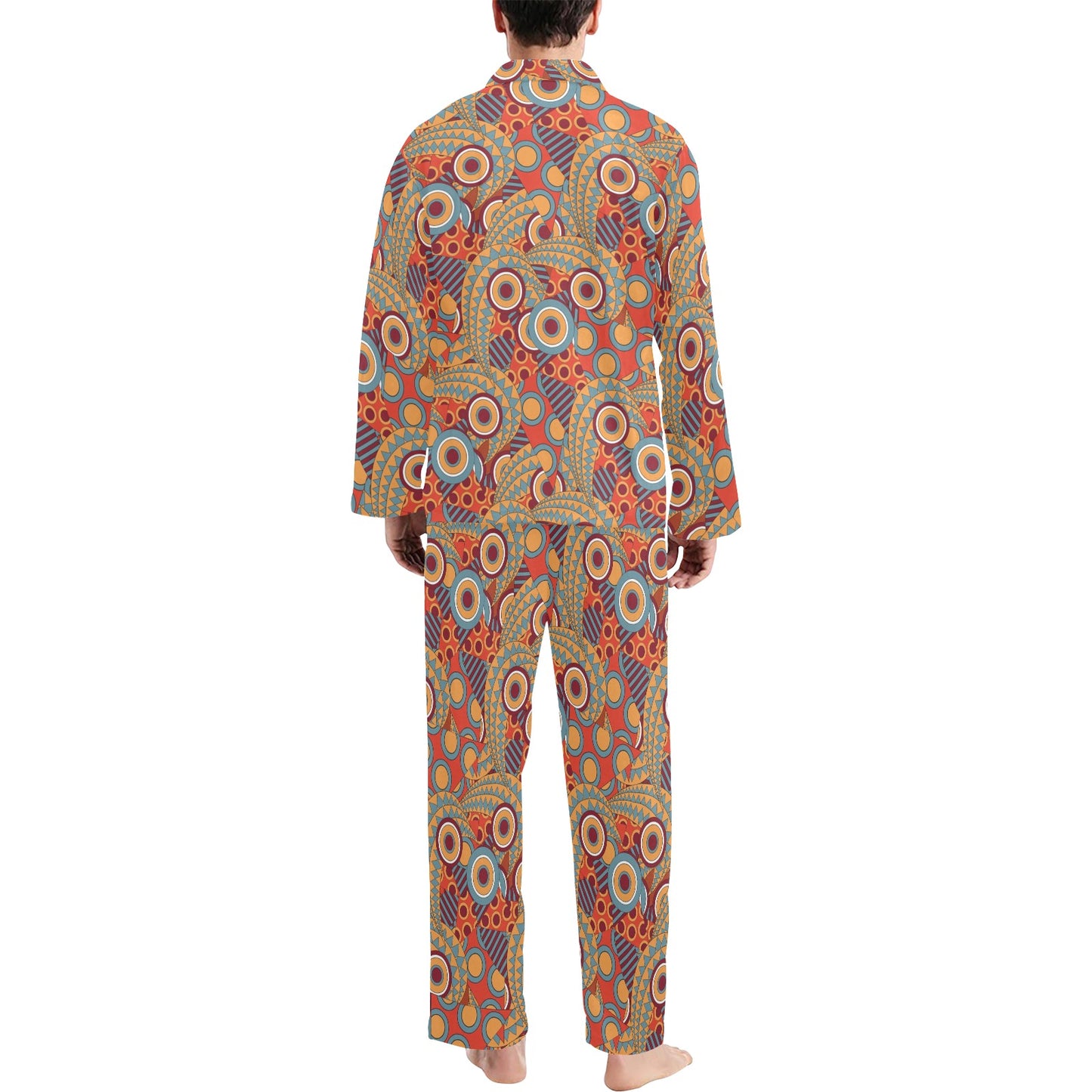 African Pattern Print Design 06 Men's Long Pajama Set