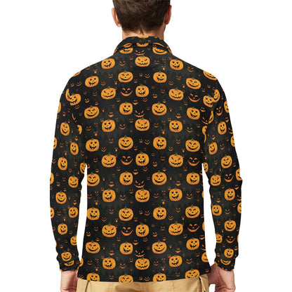 Halloween Print Design LKS401 Long Sleeve Polo Shirt For Men's