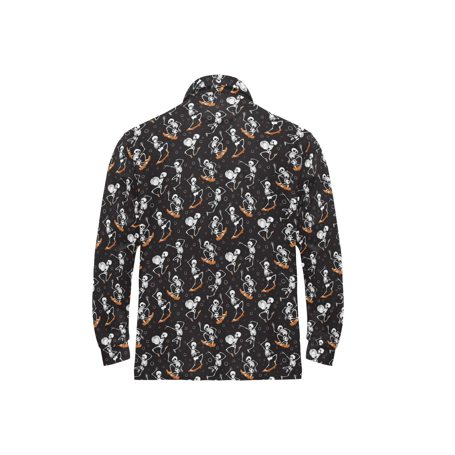 Skateboard With Skeleton Print Design LKS303 Long Sleeve Polo Shirt For Men's