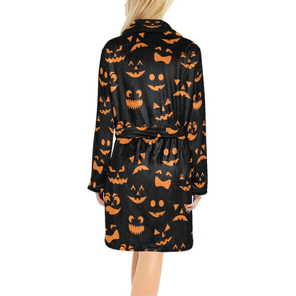 Halloween Pattern Print Design 02 Women's Fleece Robe