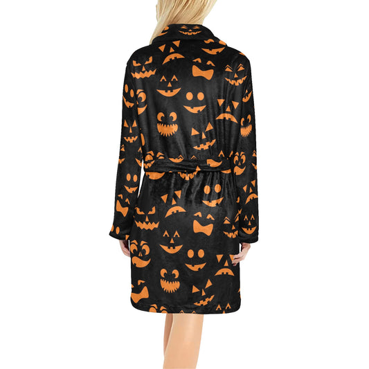 Halloween Pattern Print Design 02 Women's Fleece Robe