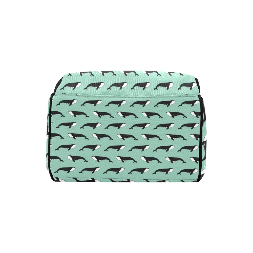Whale Print Design LKS307 Diaper Bag Backpack
