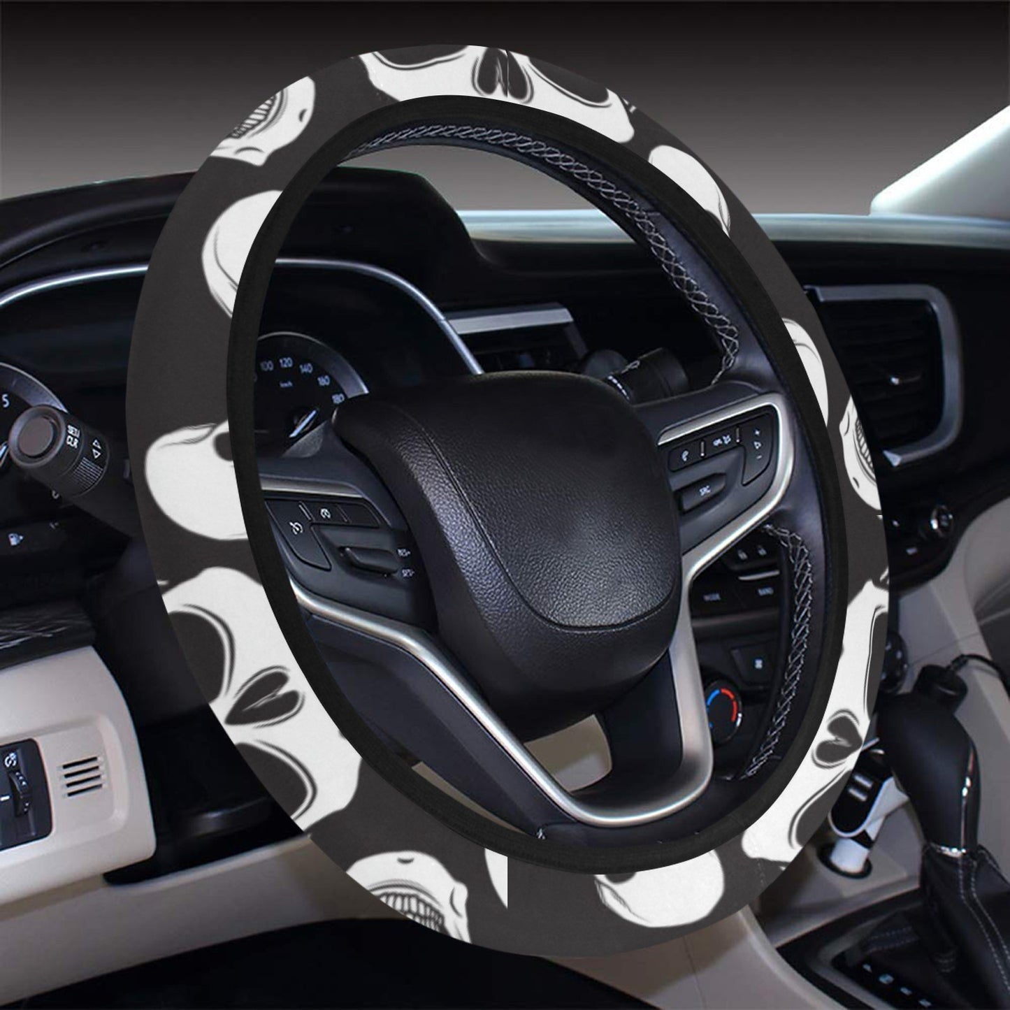 Skull Print Design LKS301 Steering Wheel Cover with Elastic Edge