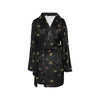 Black Cat Face Print Pattern Women's Fleece Robe