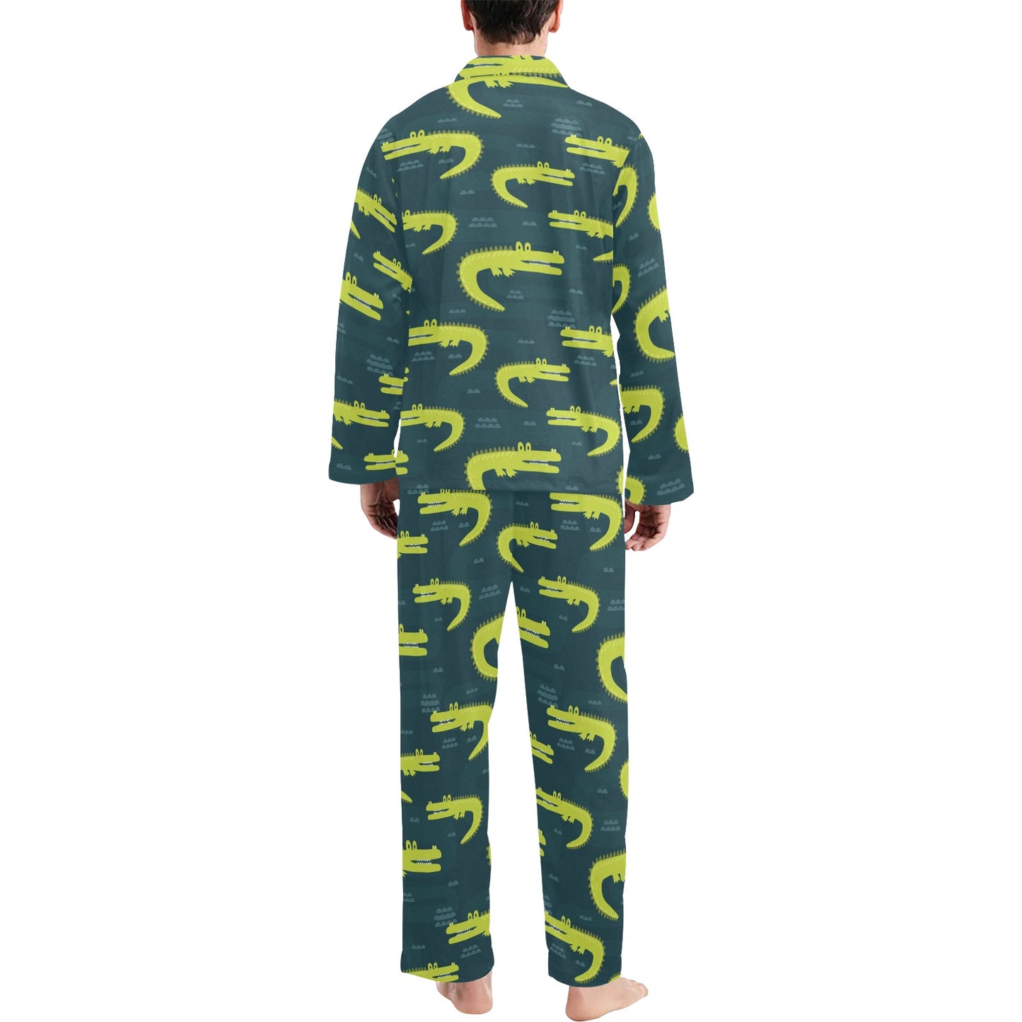 Alligator Pattern Print Design 03 Men's Long Pajama Set