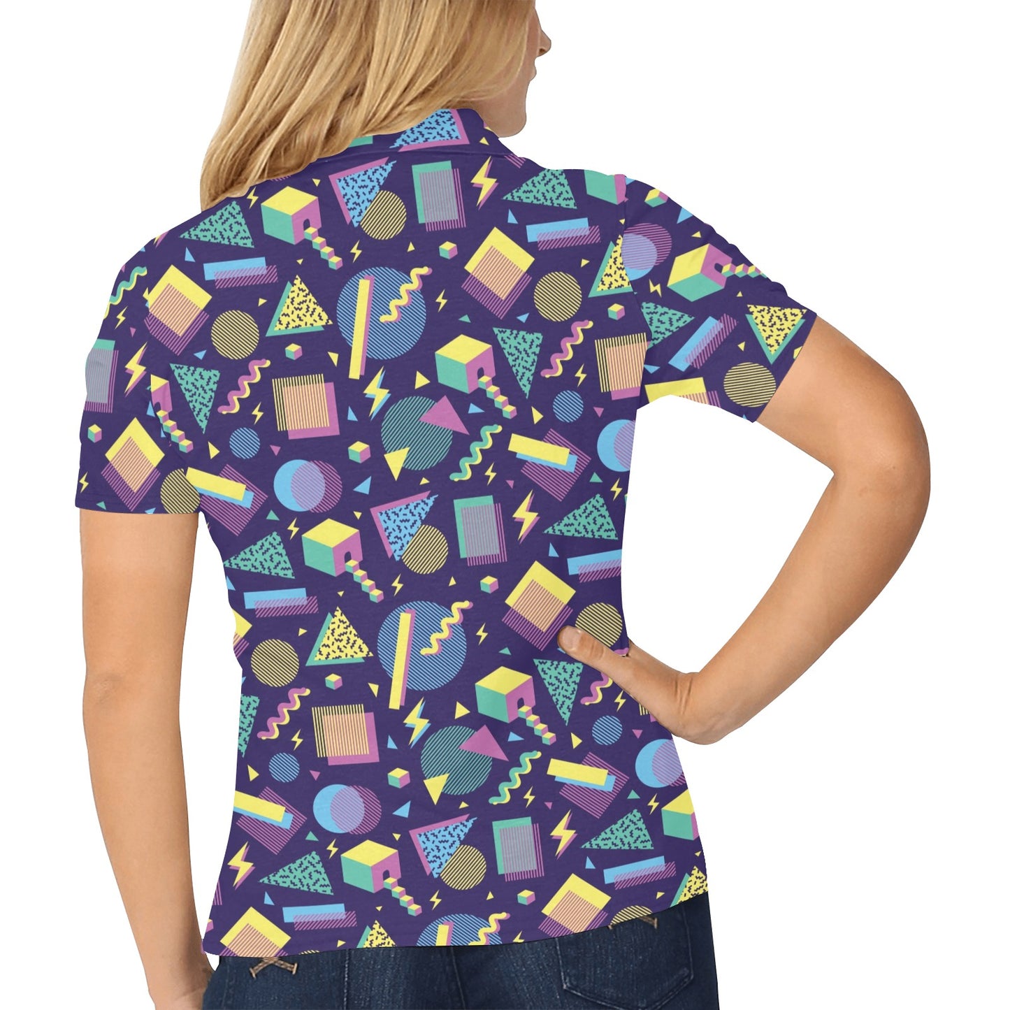Geometric Print Design LKS401 Women's Polo Shirt
