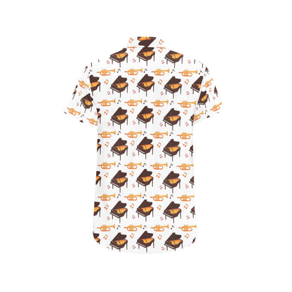 Piano Print Design LKS406 Men Short Sleeve Button Up Shirt