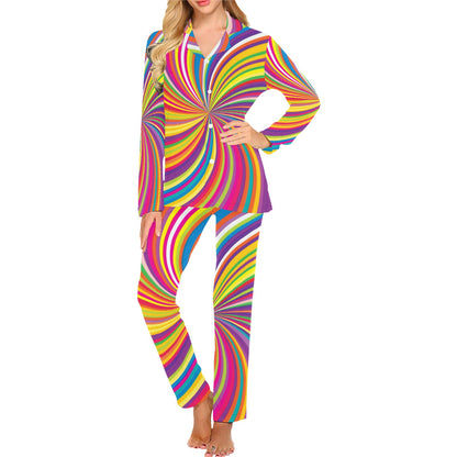 Vortex Print Design LKS301 Women's Long Pajama Set