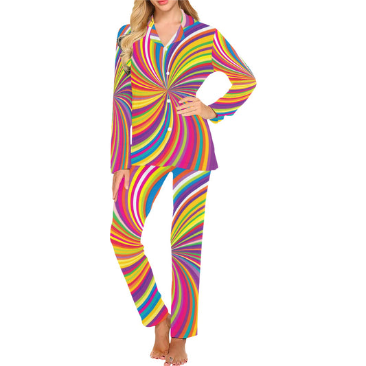 Vortex Print Design LKS301 Women's Long Pajama Set