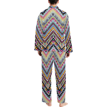 Multicolor zigzag Tribal Aztec Men's Long Pajama Set
