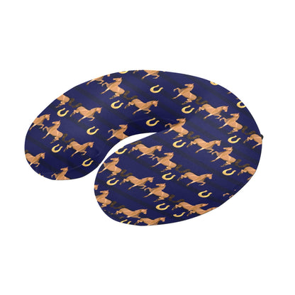 Horse Luxury Themed Pattern Print U-Shaped Travel Neck Pillow