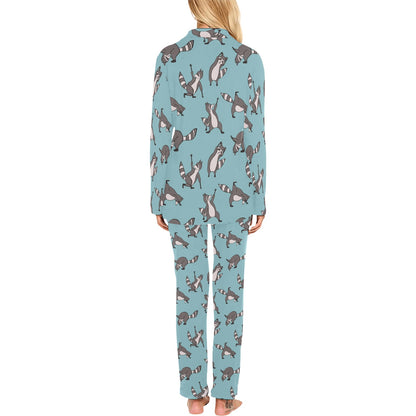 Raccoon Pattern Print Design A07 Women's Long Pajama Set