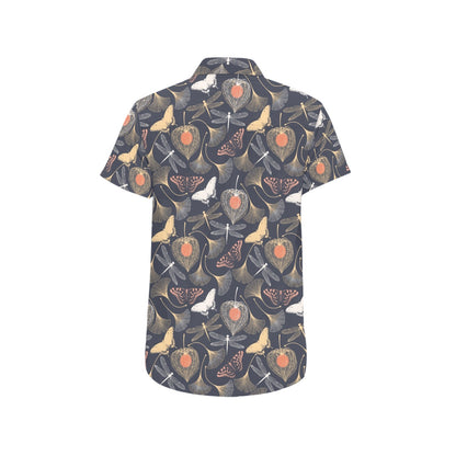 Dragonfly Print Design LKS404 Men Short Sleeve Button Up Shirt