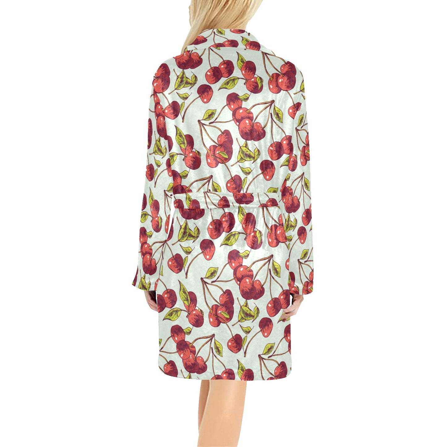 Cherry Hand Draw Women's Fleece Robe