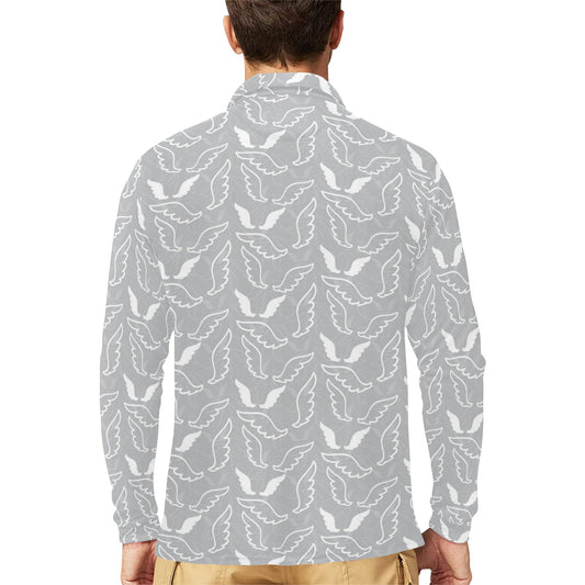 Angel Wings Pattern Print Design 01 Long Sleeve Polo Shirt For Men's
