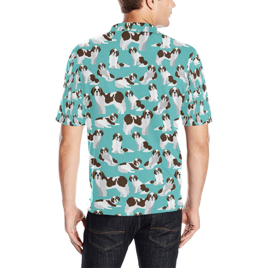 St Bernards Print Design LKS302 Men Polo Shirt