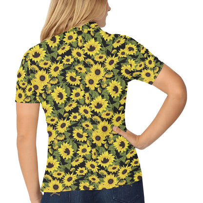 Sunflower Fresh Bright Color Print Women's Polo Shirt