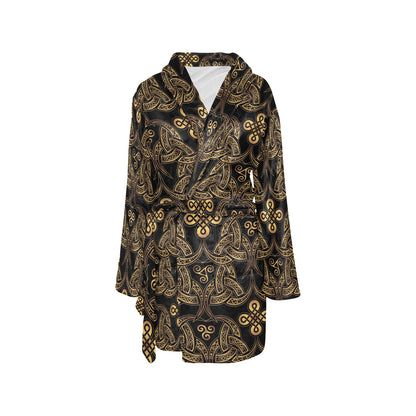 Celtic Knot Gold Design Women's Fleece Robe