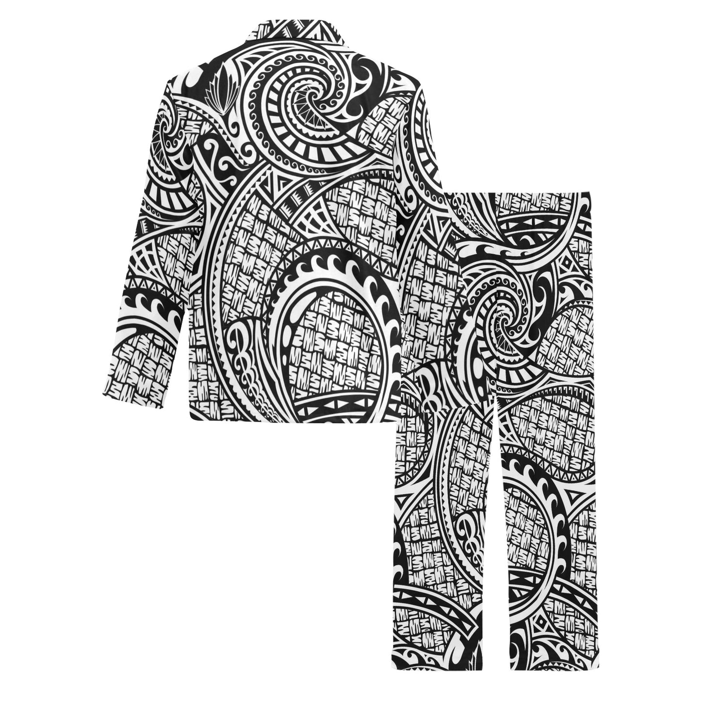 Polynesian Tribal Pattern Men's Long Pajama Set
