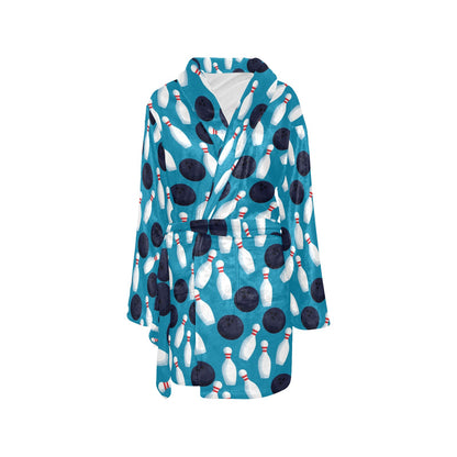 Bowling Pin Pattern Print Design 010 Women's Fleece Robe