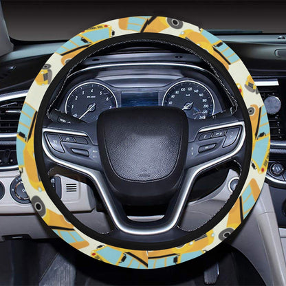 School Bus Print Design LKS301 Steering Wheel Cover with Elastic Edge