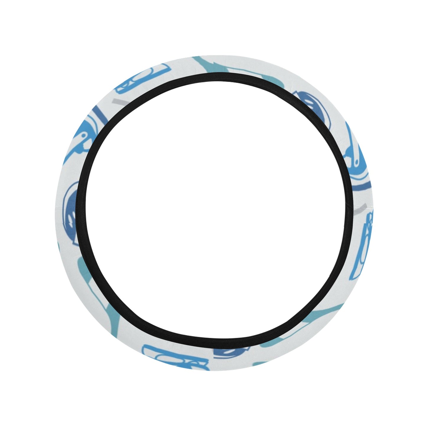 Hockey Equipment Print Design LKS301 Steering Wheel Cover with Elastic Edge