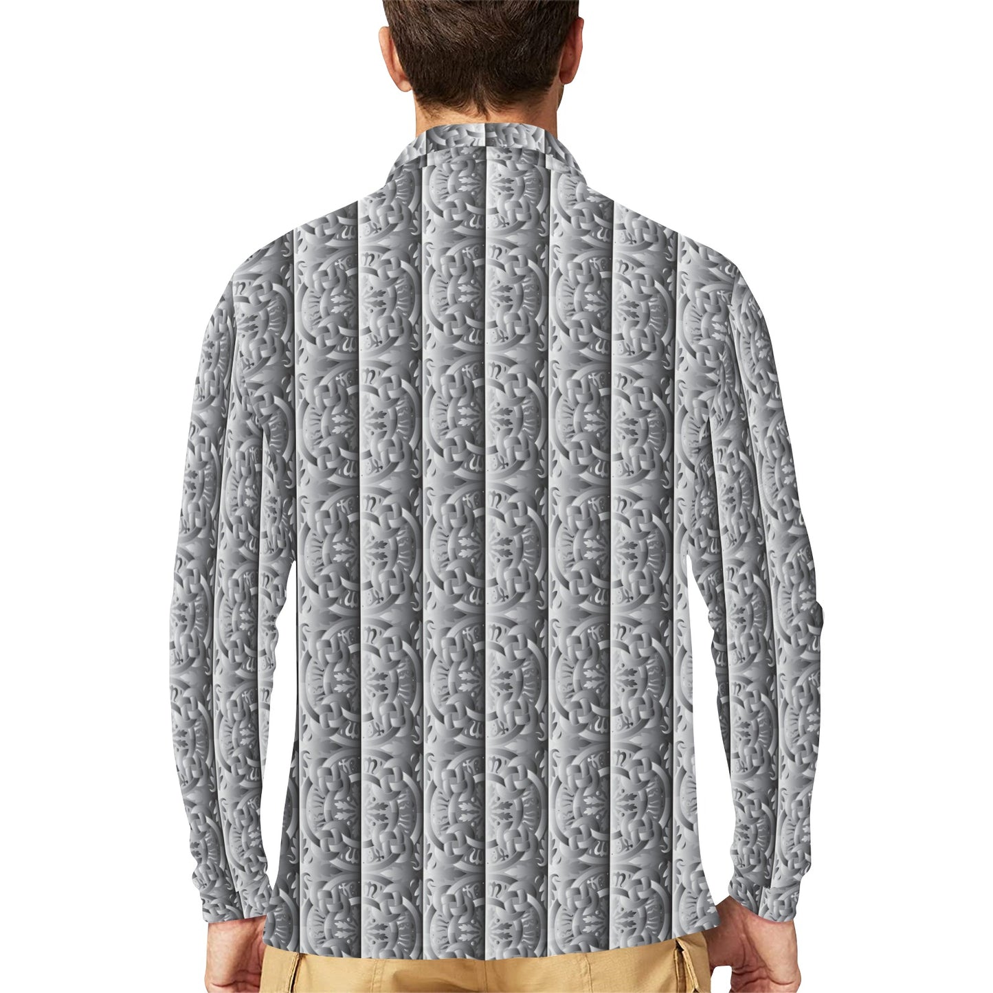 Celtic Pattern Print Design 03 Long Sleeve Polo Shirt For Men's