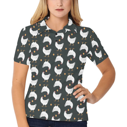 Chicken Pattern Print Design 06 Women's Polo Shirt