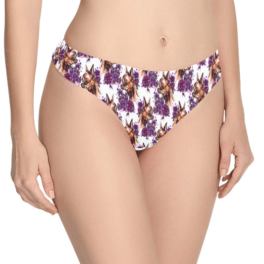 Chihuahua Purple Floral Women's Thongs