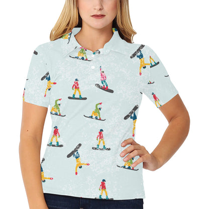 Snowboard Print Design LKS304 Women's Polo Shirt