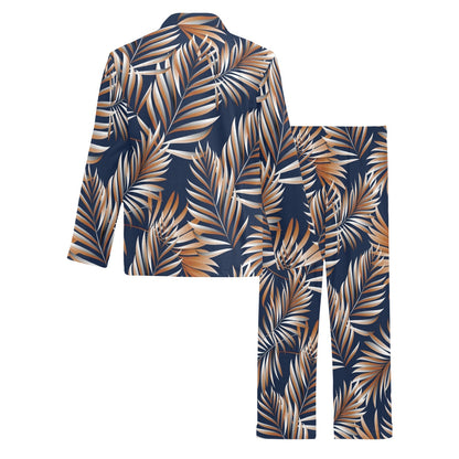 Tropical Flower Pattern Print Design TF07 Men's Long Pajama Set