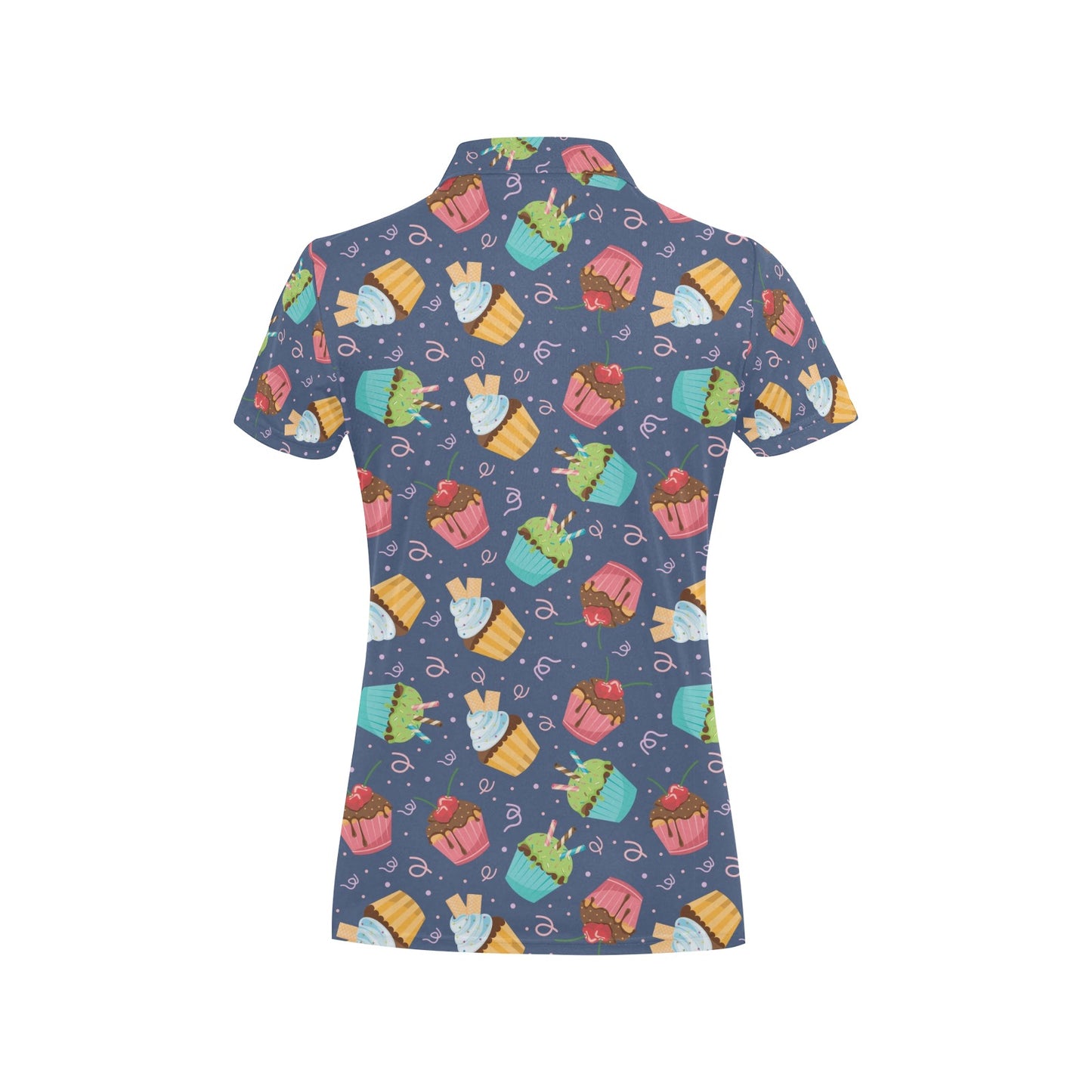 Cupcake Pattern Print Design 02 Women's Polo Shirt