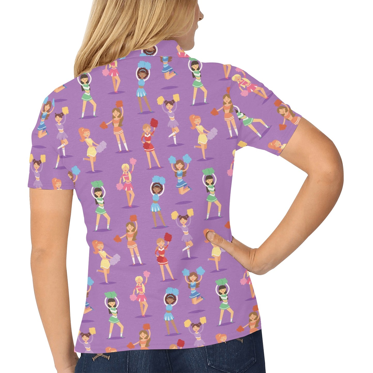 Cheerleader Pattern Print Design 02 Women's Polo Shirt
