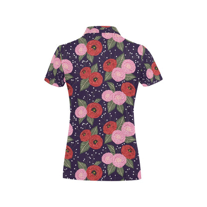 Camellia Pattern Print Design CM02 Women's Polo Shirt
