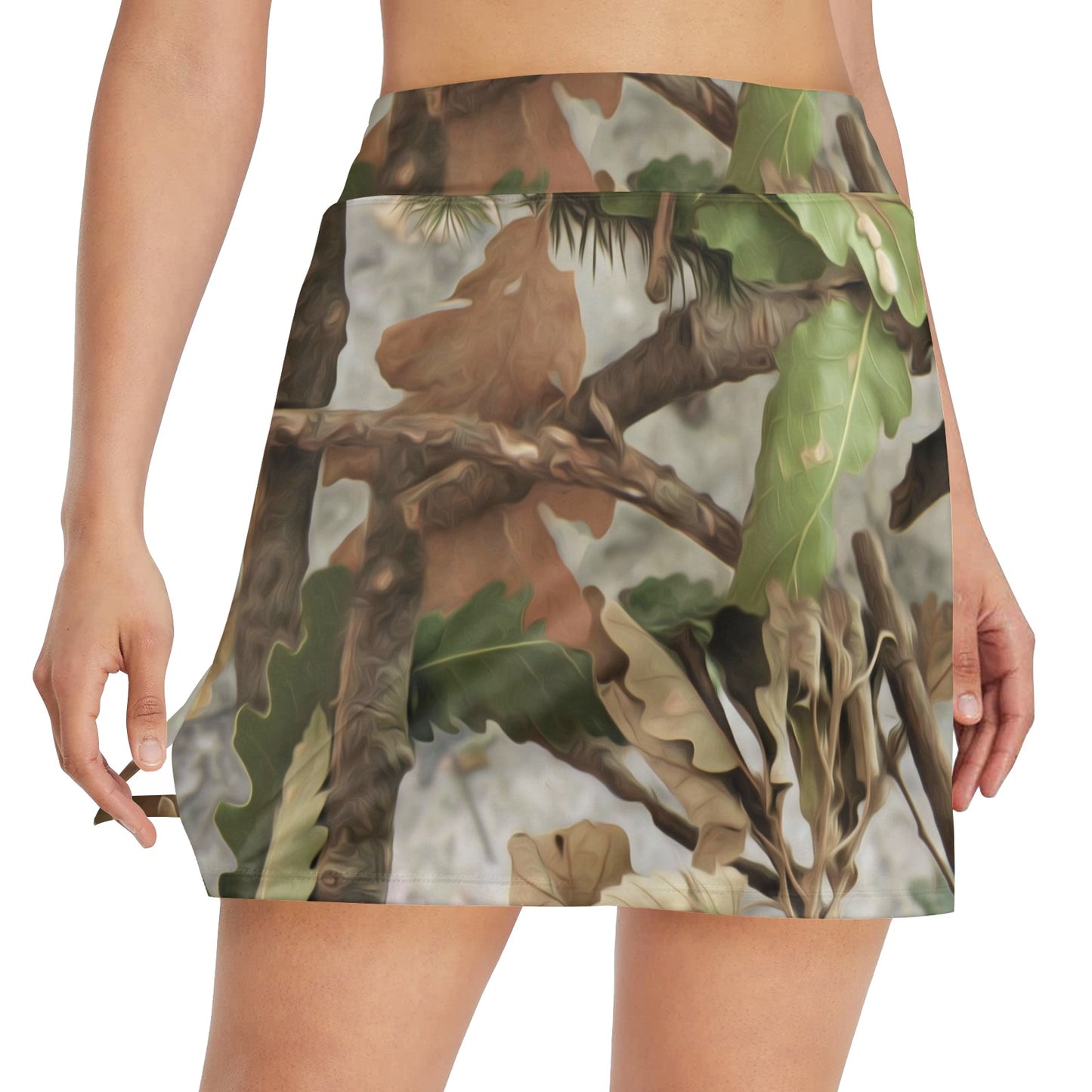 Camo Realistic Tree Forest Print 17" Golf & Pickleball Skort with Pockets