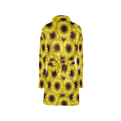 Sunflower Pattern Print Design SF011 Women's Fleece Robe