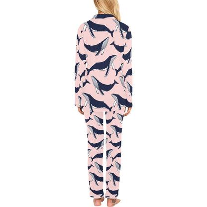 Humpback Whale Pattern Print Design 02 Women's Long Pajama Set