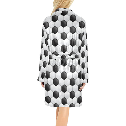 Soccer Ball Texture Print Pattern Women's Fleece Robe