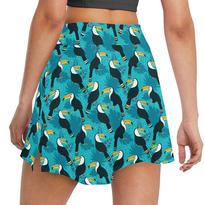 Toucan Parrot Pattern Print 17" Golf & Pickleball Skort with Pockets