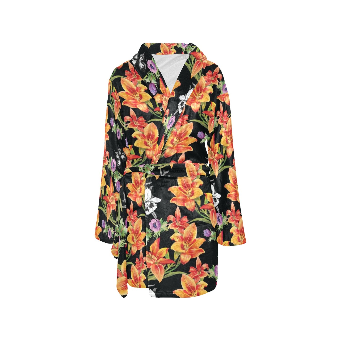 Tropical Flower Pattern Print Design TF02 Women's Fleece Robe