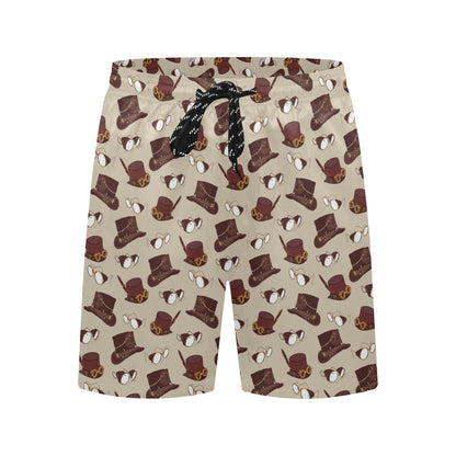Steampunk Hat Print Design LKS301 Men's Swim Trunks Beach Shorts